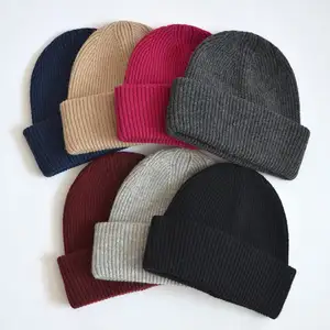 قبعة من الصوف الخالص المحبوك من الشركة المصنعة للبيع بالجملة ، شعار مطرز ، قبعة فاخرة للرجال والنساء ، قبعة من الكشميرات الدافئة