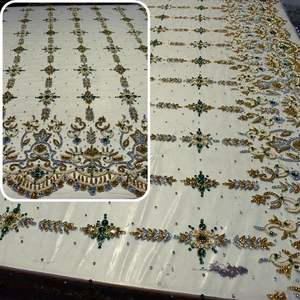 ผ้าปักลายมุก ชุดเดรสหรูหรา งานปักมือ ลูกปัดประดับ ผ้าลูกไม้หรูหรา - Product Image 5