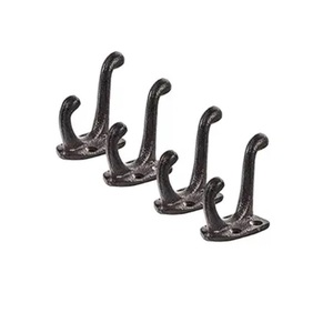 Set of 5 Rustic Cast Iron <b>Wall</b> <b>Mounted</b> Coat Hooks Vintage Inspired Modern Farmhouse Coats Bags Hats <b>Towels</b> Use - Product Image 2