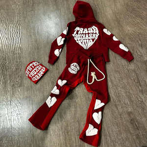 ชุดกีฬาผ้าฝ้ายพิมพ์ลายเฟรนช์เทอร์รี่พัฟชุดวอร์มและหมวกบีนนี่450แกรม - Product Image 3