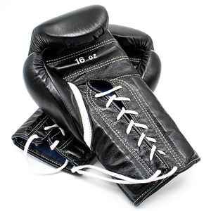 Precio al por mayor Guantes de boxeo ganadores negros hechos a medida 100% Guantes de boxeo ganadores de competición de Kickboxing MMA de cuero original - Product Image 3