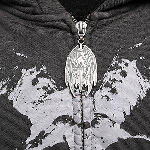 Sweat à capuche personnalisable en molleton bouclette de coton écologique pour l'hiver, avec strass et impression graphique intégrale sérigraphiée - Product Image 4