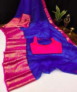 Nuevo fabuloso look Festival desgaste algodón seda bordado trabajo sari con blusa pieza mujeres indias usan Sari bajo precio Surat ropa - Product Image 2