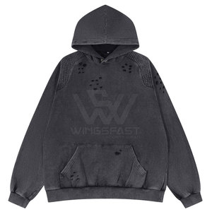 Ropa de calle transpirable de alta calidad Sudaderas con capucha desgastadas de moda personalizadas de buena calidad para hombres - Product Image 1