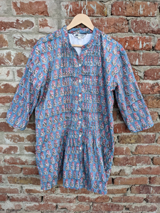 100% Cotton Hand Block Printed Casual Summer Dress Short <b>Tunic</b> with Pocket Embroidered and Button Decorated - Product Image 6