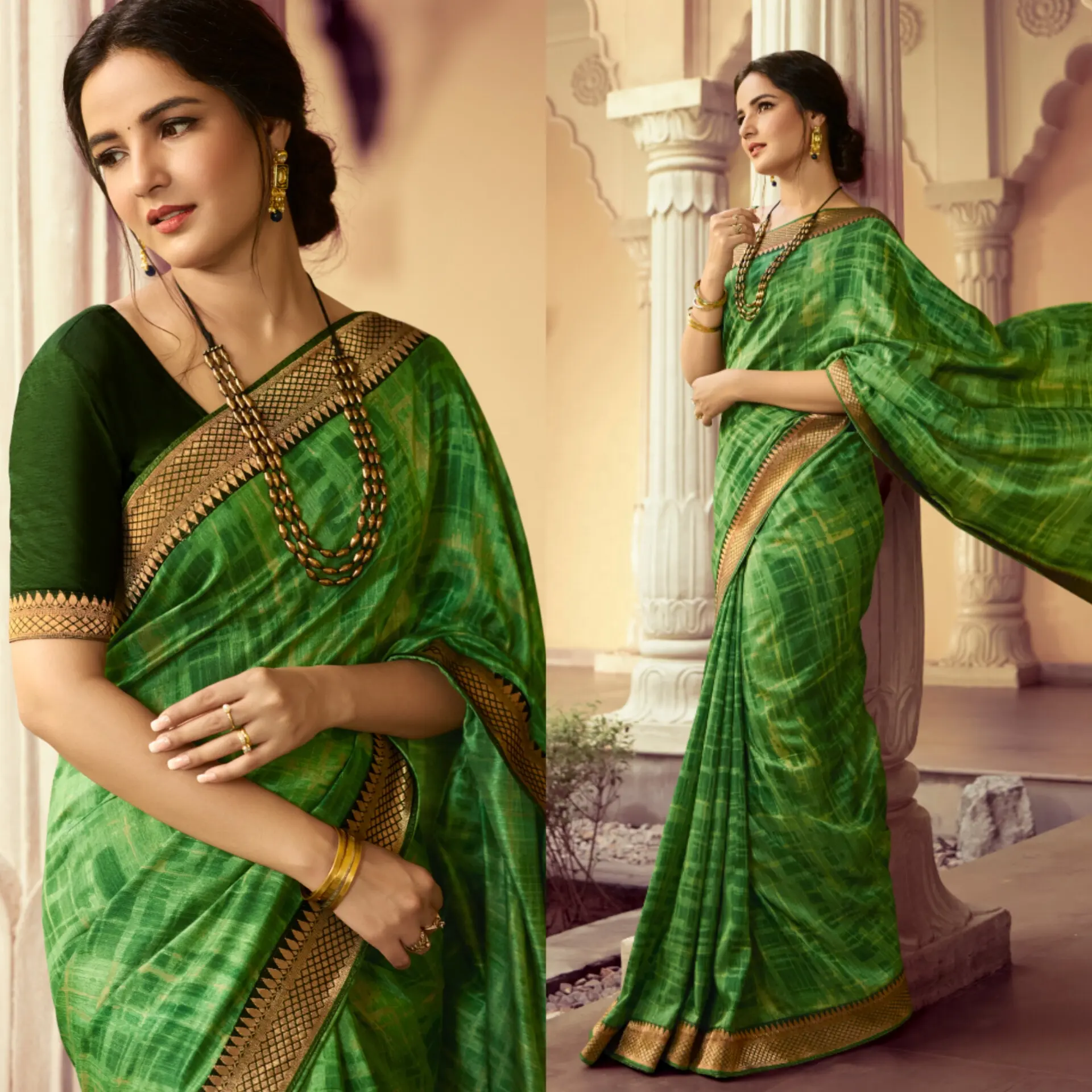 Traditionelle Georgette Soft Silk Sarees für Frauen mit Blusen stück bedruckter Saree mit großem, dickem Rand