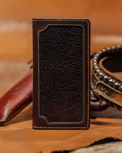 Portefeuille Long Homme | Portefeuille Cowboy | Portefeuille de rodéo en cuir pleine fleur Basketweave. - Product Image 3
