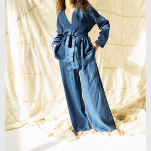 Robe Kimono en lin marron Robe d'été décontractée maison tenue quotidienne pour femmes vêtements Robe Kimono Robe personnalisée - Product Image 2