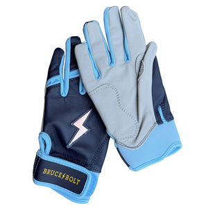 Guantes de Bateo de Béisbol Azul Cielo Marino con Palma Gris de Cuero Cabretta, Guantes Profesionales de Softbol de Puño Corto, Venta al por Mayor de Fábrica - Product Image 1