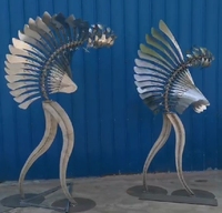 Sculpture Cinétique Unique en Métal pour Jardin Extérieur, Décoration Artistique LED Colorée en Acier Inoxydable, Sculpture Éolienne Cinétique pour Projets Hôteliers
