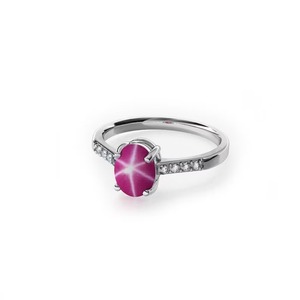 แหวนหมั้นดาวทับทิม Landy, แหวนเงินสเตอริง925ทับทิมดาวสีชมพูสำหรับผู้หญิง/ของขวัญสำหรับเธอ/6-ray ดาวเงินสเตอร์ลิง - Product Image 1