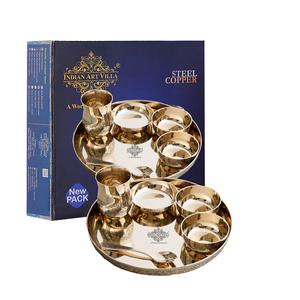 IndianArtVilla Juego de cena de diseño con acabado brillante en relieve de bronce de 6 piezas para comedor, uso doméstico en hotel y restaurante - Product Image 6