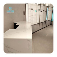 Échantillon Gratuit - Grande Dalle de Surface Solide en Acrylique Composite Effet Marbre Blanc Moderne pour Comptoir de Réception et Plan de Travail de Cuisine