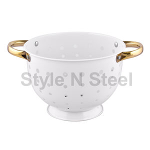 Collapsible Stainless Steel Collar Colander Kitchen <b>Drain</b> <b>Basket</b> with White Color Feature Everyday Use PP Strainer - Product Image 1