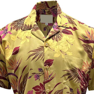 เสื้อเชิ้ตฮาวายสีทองและสีขาวลำลองสำหรับผู้ชายผ้า100% ผ้าฝ้ายผ้าพอปลินไม่หดปรับแต่งได้ฤดูร้อน - Product Image 2