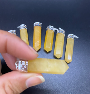 Wholesale Yellow Aventurine Pencil Pendant Natural Healing <b>Crystal</b> <b>Necklace</b> Promotes Prosperity Confidence Ideal for Gifts Reiki - Product Image 6