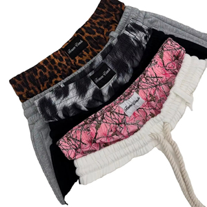 Pantalones Cortos Unisex Personalizados de Felpa Francesa 100% Algodón, Estampado Animal de Leopardo, Cordón Personalizado, Diseño de Doble Cintura de Alta Calidad - Product Image 1