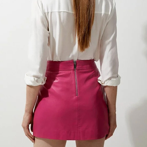 Women's High Waist PU Leather <b>Skirt</b> Comfortable Solid Color Streetwear for Casual Outdoor Usage New Arrival - Product Image 4