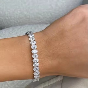 Classic 14K White Gold bracelet Oval Cut Lab Grown Diamond Tennis Bracelet for Anniversary Gift For Her - Product Image 5