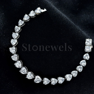Luxury Tennis Bracelet for Women Rose Gold & Silver Heart with 40 Moissanite Lab Grown Diamonds Party Gift - Product Image 3