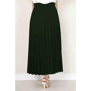 Emerald Green Pleated Midi Hijab Skirt Elastic Waistband Digital Printed <b>Half</b> <b>Slip</b> Soft Breathable Fabric Sequined Decoration - Product Image 4