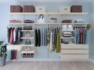 Portable Bedroom Metal <strong>Wardrobe</strong> 4 Hanging Areas 8 Storage Shelves Large Capacity Freestanding Clothes Organizer (Modern Design) - Product Image 6