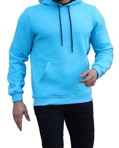 Nueva moda para hombre Sudadera con capucha de lana Gimnasio Chándal liso Sudadera de manga larga Impreso Oversize Pullover Sudaderas con capucha Azul cielo - Product Image 1