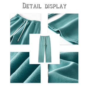 Men's New Style <b>Baggy</b> Straight Leg Sweatpants 100% Cotton <b>Jogger</b> Custom Logo Woven Woolen Regular Canvas Fleece Woven Woolen - Product Image 3