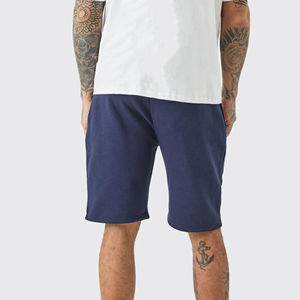 Shorts décontractés pour hommes en coton noir uni, 100% coton, poids lourd, respirant, séchage rapide, taille élastique, logo imprimé DTF, imperméable, parfait - Product Image 4