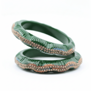 Ensemble de 2 bracelets en cristal Wave Lac vert émeraude - Product Image 2