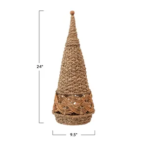 ต้นคริสต์มาสทรงกรวยจากหญ้าทะเลถักเปียธรรมชาติ ของตกแต่งคริสต์มาส - Product Image 6
