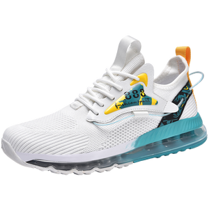 Chaussures de sport décontractées respirantes pour hommes, grandes tailles, noir/vert, avec amorti, logo personnalisé OEM - Product Image 2