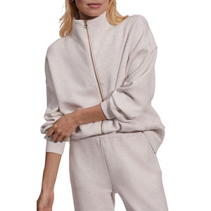 Sweat-shirt à capuche imprimé doublé pour femme de haute qualité, manches longues, sport, avec fermeture éclair - Product Image 1