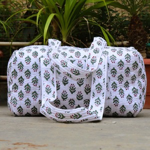 Large Quilted Cotton Duffle <b>Bag</b> Zipper Boho Vintage Block Print Trending <b>Weekender</b> <b>Travel</b> Shoulder Overnight <b>Bag</b> Designer <b>Bag</b> - Product Image 5
