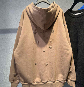 Sweat à capuche vintage délavé tendance à la vente chaude, sans cordon, surdimensionné, en molleton français 100% coton, pour homme, hiver - Product Image 2