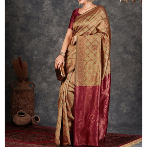 Elegante y Cómodo Saree de Invierno para Mujer, 100% Poliéster/Gasa, Traje Nupcial para Fiestas, Talla Personalizada, Alta Calidad - Product Image 5