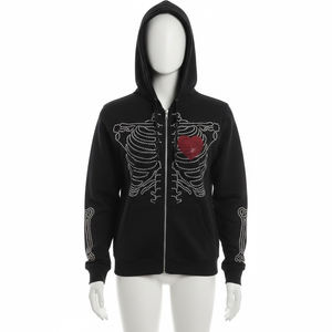 Sweat à capuche personnalisé avec strass, sweat à capuche surdimensionné de haute qualité avec fermeture éclair en strass pour un usage décontracté ou streetwear, sweat à capuche unisexe - Product Image 4