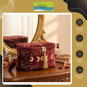 Sac de rangement pour maquillage en PU de luxe avec fermeture éclair, poignée souple, motif uni - Organisateur de cosmétiques et de produits de toilette portable pour femmes, sac écologique - Product Image 5