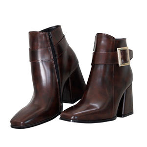 Bottines marron pour femme avec talon bloc - Product Image 3