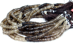 Perles en forme de pneu Heishi à facettes en quartz fumé naturel pour la fabrication de bijoux Perles de pierres précieuses en quartz en vrac de 5 à 6mm au prix du fabricant - Product Image 5