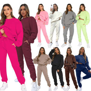Custom Rhinestone Women's Cotton Tracksuit Set <b>Velour</b> Crop Hoodie Pants Jogging Set Women Loungewear Two Piece Set Clothing - Product Image 1