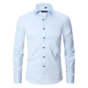 2024 chemise Slim Fit pour hommes avec logo personnalisé tissu imprimé micro-élastique en coton de haute qualité à manches longues tenue décontracté taille XL - Product Image 1