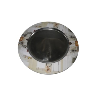 Assiette de service ronde en acier inoxydable de qualité supérieure avec finition antique pour une utilisation intérieure et extérieure - Product Image 2