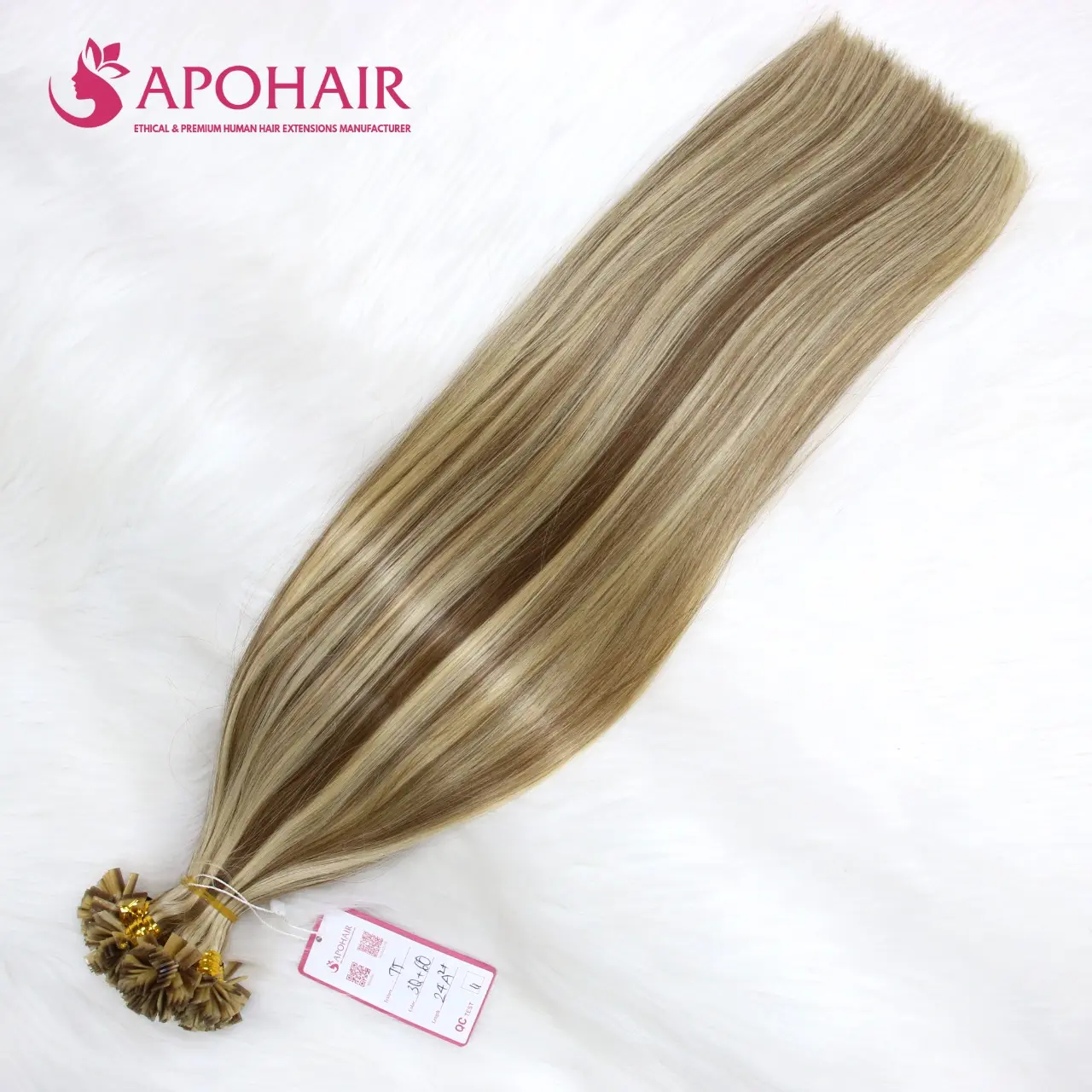 Double drawn black blonde color straight wavy curly I tip, V tip, flat tip hair extension human hair 100% vietnam