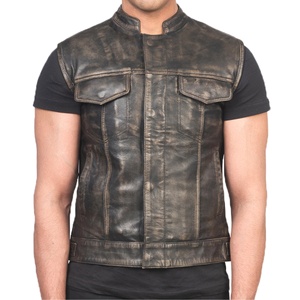 Chaleco de Cuero 100% de Primera Calidad para Hombre, Estilo Occidental con Decoración de Botones, para Motociclismo en Invierno, Venta al Por Mayor, Nuevo Estilo - Product Image 5