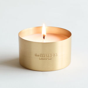 Vente en gros en laiton brossé personnalisé pot à bougie vide en métal de luxe décoration d'intérieur parfumée cire de soja mini pot à bougie unique - Product Image 1