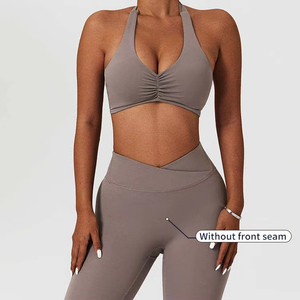 Personalized High Support Racerback Yoga Bra Leggings Set Front Breathable Customizable Women's Workout Gym Fitness Yoga Pants - Product Image 5