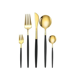 Juego de cubiertos de acero inoxidable, cubiertos con acabado dorado para utensilios de cocina, vajilla, bodas, banquetes, restaurantes y hogar - Product Image 1
