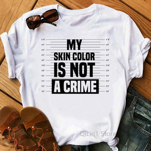 Women's 'My Skin Color Is Not a Crime' Printed Cotton/Polyester/Modal Broadcloth <b>T</b>-<b>Shirt</b> - Product Image 1