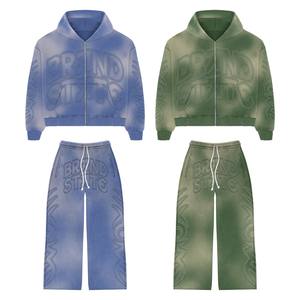 Deportes Fitness Gimnasio Diseño de logotipo personalizado Impreso Color azul Lavado con ácido Chándales de entrenamiento para hombres Chándales personalizados - Product Image 1